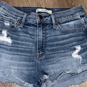 Abercrombie & Fitch Ripped Blue Jean Shorts